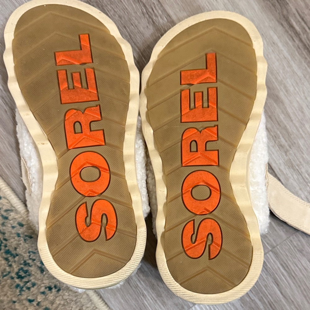 Sorel Cream Sherpa Clog Slippers with Adjustable Strap. Sz 6.5. EUC - Picture 5 of 5
